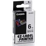 Casio Original Tape cassette, , Black printing/White base., non-laminated, 8m, 6mm - (XR-6WE1)