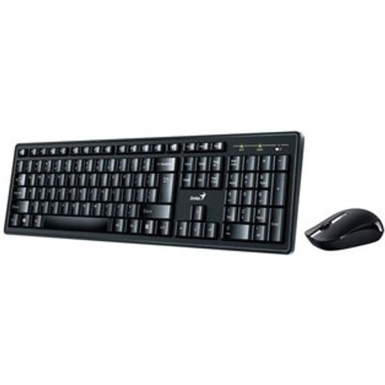 Genius Smart KM-8200 Keyboard Set Wireless US, Black With Wireless Optical mouse, 1x AA, 1x AAA, classic, Programmable Keys Type 2 - (31340003400)