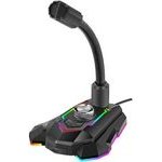 Marvo , Game microphone, Volume control, black, Rainbow backlight, Phone Holder - (MIC-05)