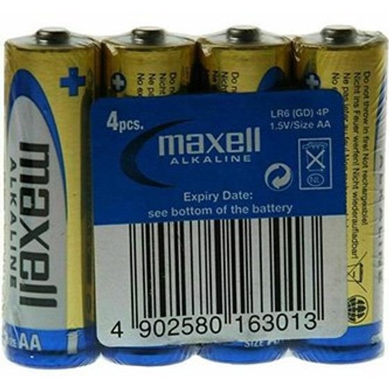 Maxell One-Off Alkaline Battery AA, 4-Pack - (440061)