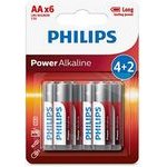 Philips Power One-Off Alkaline Battery AA, 6-Pack - (LR6P6BP/10)