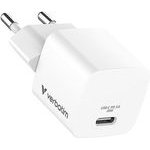 Verbatim , Mini Gan Charger With Cable 1 x USB-C, white, 20 W, Power Delivery 3.0 - (32396)