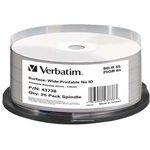 Verbatim BD-R, Single Layer Wide Printable No Id Surface Hard Coat, 25GB, Cake box, 6x, 25-pack, For Data Archiving - (43738)