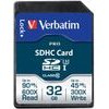 Verbatim Memory Card Secure Digital Card Pro U3, 32GB, SDHC, UHS-I U3 (Class 10), V30 - (47021)