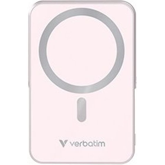 Verbatim Power Bank With Wireless Charging 5V, Phone charching, 10 000mAh, Magnetic Attachement, Pink - (32267)