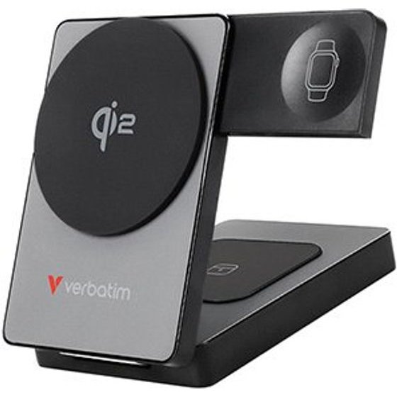 Verbatim Powerbanka Charge ,n, Go Qi2 5/9/12V, Charging phones, watches, And AirPods, 10000mAh, Magnetic Attachement, Grey - (32295)