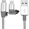 Verbatim Usb Cable (2.0), Usb A Male - Microusb M + Apple Lightning M, 1m, silver, box, 2 In 1 - Adjustable Ending Lightnin - (48869)
