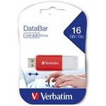 Verbatim Usb Flash disk, Usb 2.0, 16GB, DataBar, red, For Data Archiving - (49453)