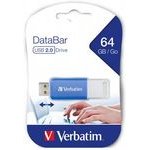 Verbatim Usb Flash disk, Usb 2.0, 64GB, DataBar, blue, For Data Archiving - (49455)