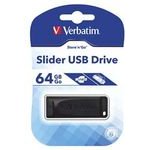 Verbatim Usb Flash disk, Usb 2.0, 64GB, Slider, black, Usb A, With Telescopic Connector - (98698)