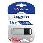 Verbatim Usb Flash disk, Usb 3.0, 16GB, Secure Pro, Store N Go, silver, Usb A, Aes 256-Bit sifrovani, s Vysuvnym Konektorem - (98664)