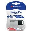 Verbatim Usb Flash disk, Usb 3.0, 64GB, Secure Pro, silver, Usb A, Aes 256-Bit sifrovani, s Vysuvnym Konektorem - (98666)