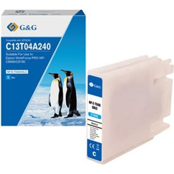G&G compatible ink with C13T04A240, cyan, 8000p - (NP-E-T04AXXLC-A)