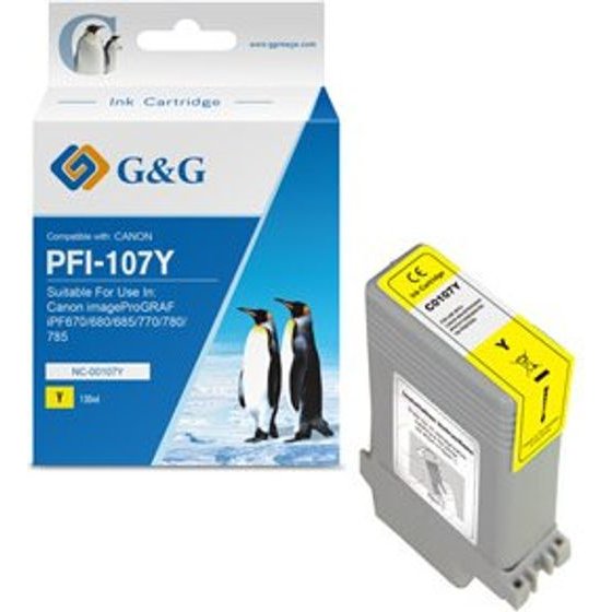 G&G compatible ink with PFI107Y, 6708B001, yellow, 130ml - (NC-00107Y)