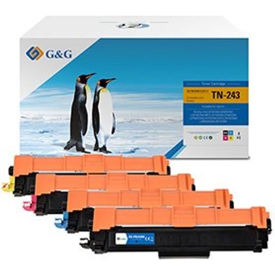 G&G compatible toner with Brother TN243CMYK, CMYK, 1000p - (NT-PB243BK/C/M/Y-4)