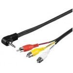 Logo Audio/Video cable Jack (3.5mm) M - 3x CINCH M, 1.5m, 4-pole jack 90&deg;, black, blister pack, EOL - (32916)