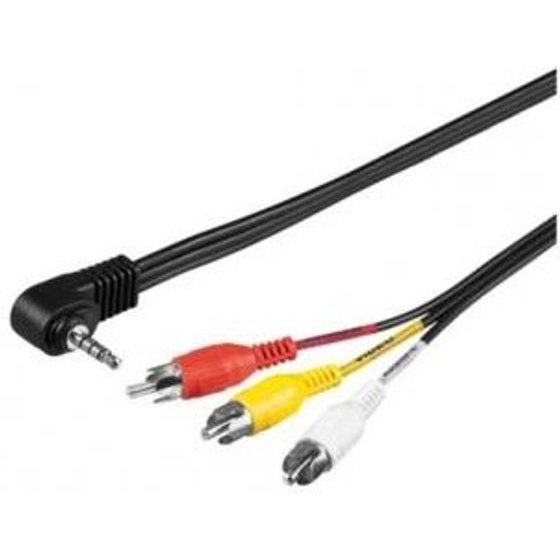 Logo Audio/Video cable Jack (3.5mm) M - 3x CINCH M, 1.5m, 4-pole jack 90&deg;, black, blister pack, EOL - (32916)