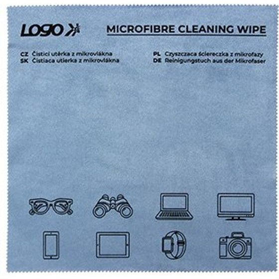 Logo Cleaning wipe, microfiber, with printing, gossamer, 30x30cm, blue, - (24245)