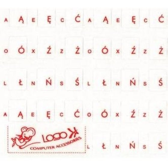Logo Keyboard labels for keyboards, red, Polish, price per pc - (243)