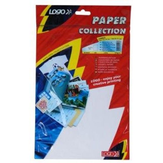 Logo labels 210mm x 297mm, A4, matt, white, 1 label, 140g/m2, packed by 25 pcs, for inkjet and laserjet printers - (32248)