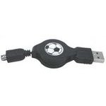 Logo USB cable (1.1), USB A male - 4-pin M, 0.7m, coiling, black, HIROSE, EOL - (14870)