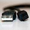 Logo USB cable (1.1), USB A male - 4-pin M, 0.7m, coiling, black, HIROSE, EOL - (14870)