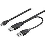 Logo USB cable (2.0), 2x USB A M - miniUSB M, 0.6m, black, blister pack, EOL - (KVUF006UQL)