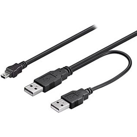 Logo USB cable (2.0), 2x USB A M - miniUSB M, 0.6m, black, blister pack, EOL - (KVUF006UQL)