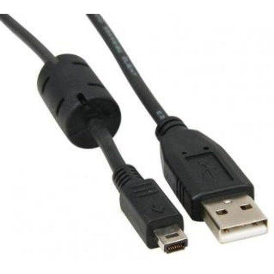 Logo USB cable (2.0), USB A male - 14-pin M, 1.8m, black, blister pack, FUJI, EOL - (31177)