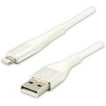 Logo USB cable (2.0), USB A male - Apple Lightning M, 1m, MFi certification, 5V / 2.4A, white, box, nylon braided, aluminium conne - (KUATCML10TBL)