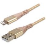 Logo USB cable (2.0), USB A male - Apple Lightning M, 2m, MFi certification, 5V / 2.4A, gold, box, nylon braided, aluminium connec - (KUATCML20ZBL)
