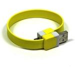 Logo USB cable (2.0), USB A male - microUSB M, 0.25m, yellow, blister pack, bracelet, EOL - (KUAMXJS03YQL)