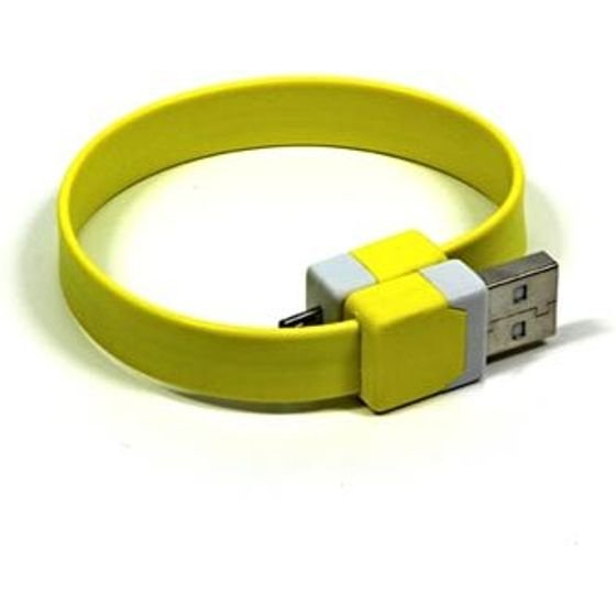 Logo USB cable (2.0), USB A male - microUSB M, 0.25m, yellow, blister pack, bracelet, EOL - (KUAMXJS03YQL)