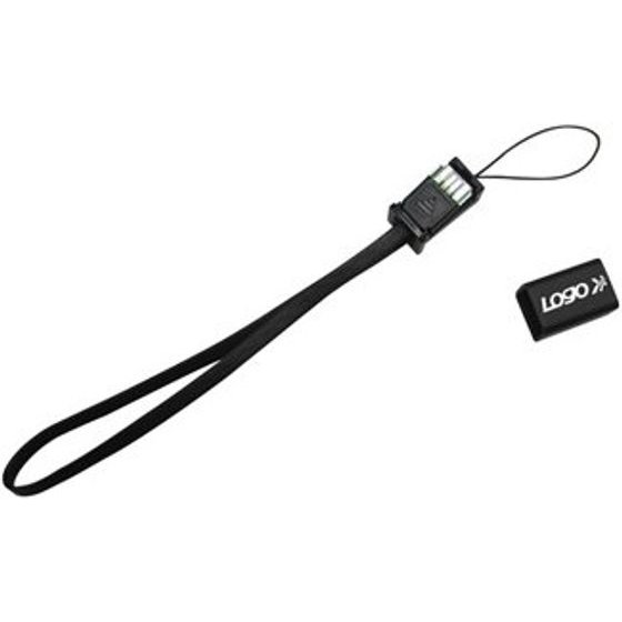 Logo USB cable (2.0), USB A male - microUSB M, 0.3m, black, blister pack, camera/MP3 player strap, EOL - (81925)