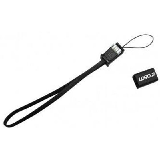 Logo USB cable (2.0), USB A male - microUSB M, 0.3m, black, camera/MP3 player strap, EOL - (33628)
