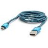 Logo USB cable (2.0), USB A male - microUSB M, 1m, 480 Mb/s, 5V/2A, blue, box, nylon braided, aluminium connector cover, EOL - (KUARCTL10CBL)