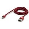 Logo USB cable (2.0), USB A male - microUSB M, 1m, 480 Mb/s, 5V/2A, red, box, nylon braided, aluminium connector cover, EOL - (KUARCTL10MBL)