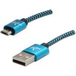 Logo USB cable (2.0), USB A male - microUSB M, 2m, 480 Mb/s, 5V/1A, blue, box, nylon braided, aluminium connector cover, EOL - (KUARCTL20CBL)