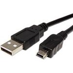 Logo USB cable (2.0), USB A male - miniUSB M, 1.8m, black, blister pack, EOL - (17065)