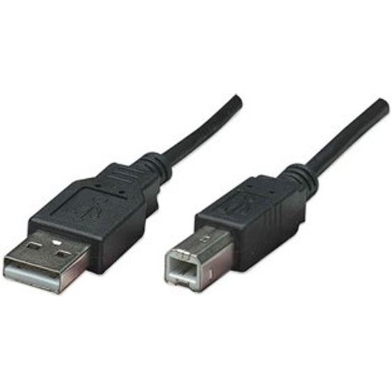 Logo USB cable (2.0), USB A male - USB B male, 3m, black, blister pack - (17059)
