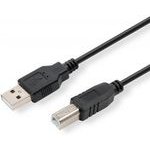 Logo USB cable (2.0), USB A male - USB B male, 5m, black - (15853)