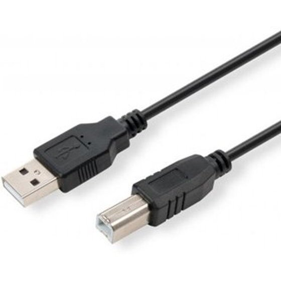 Logo USB cable (2.0), USB A male - USB B male, 5m, black - (15853)