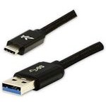 Logo USB cable (3.2 gen 1), USB A male - USB C M, 1m, 5 Gb/s, 5V/3A, black, box, nylon braided, aluminium connector cover, EOL - (KUAHDTL10BBL)
