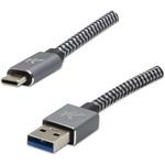 Logo USB cable (3.2 gen 1), USB A male - USB C M, 2m, 5 Gb/s, 5V/2A, grey, box, metal braid, aluminum connector cover, EOL - (KUAHDTA20ABL)