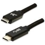 Logo USB cable (3.2 gen 1), USB C M - USB C M, 2m, 5 Gb/s, 5V/3A, black, box, nylon braided, aluminium connector cover, EOL - (KUEHDTL20BBL)