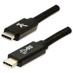 Logo USB cable (3.2 gen 2), USB C M - USB C M, 1m, Power Delivery 100W, 10 Gb/s, 20V/5A, black, box, nylon braided, aluminium conn - (KUEHERL10BBL)