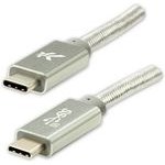 Logo USB cable (3.2 gen 2), USB C M - USB C M, 1m, Power Delivery 100W, 10 Gb/s, 20V/5A, silver, box, nylon braided, aluminium con - (KUEHERL10ABL)