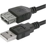 Logo USB extension (2.0), USB A male - USB A F, 3m, black, blister pack, EOL - (17060)