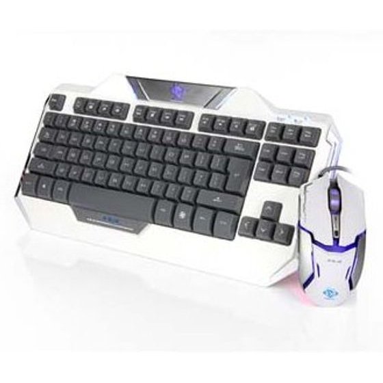 E-BLUE Auroza keyboard set wire (USB) US, white with optical gaming mouse, game - (EKM811WHUS-IU)