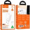 Hoco 220V 20W, GaN, USB-C + Cable Type-C - Type-C, Gentle /white/ - N60